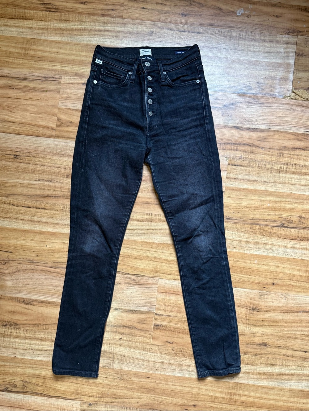 Citizens Of Humanity Black High-Rise Button-Fly Jeans